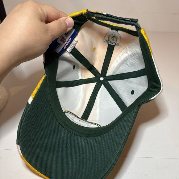 Reebok NFL Pro Line Green Bay Packers Hat Adjustable Closure Strap Back Green - Picture 6 of 6